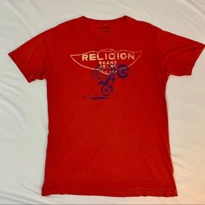 True Religion T-shirt red motorbike design